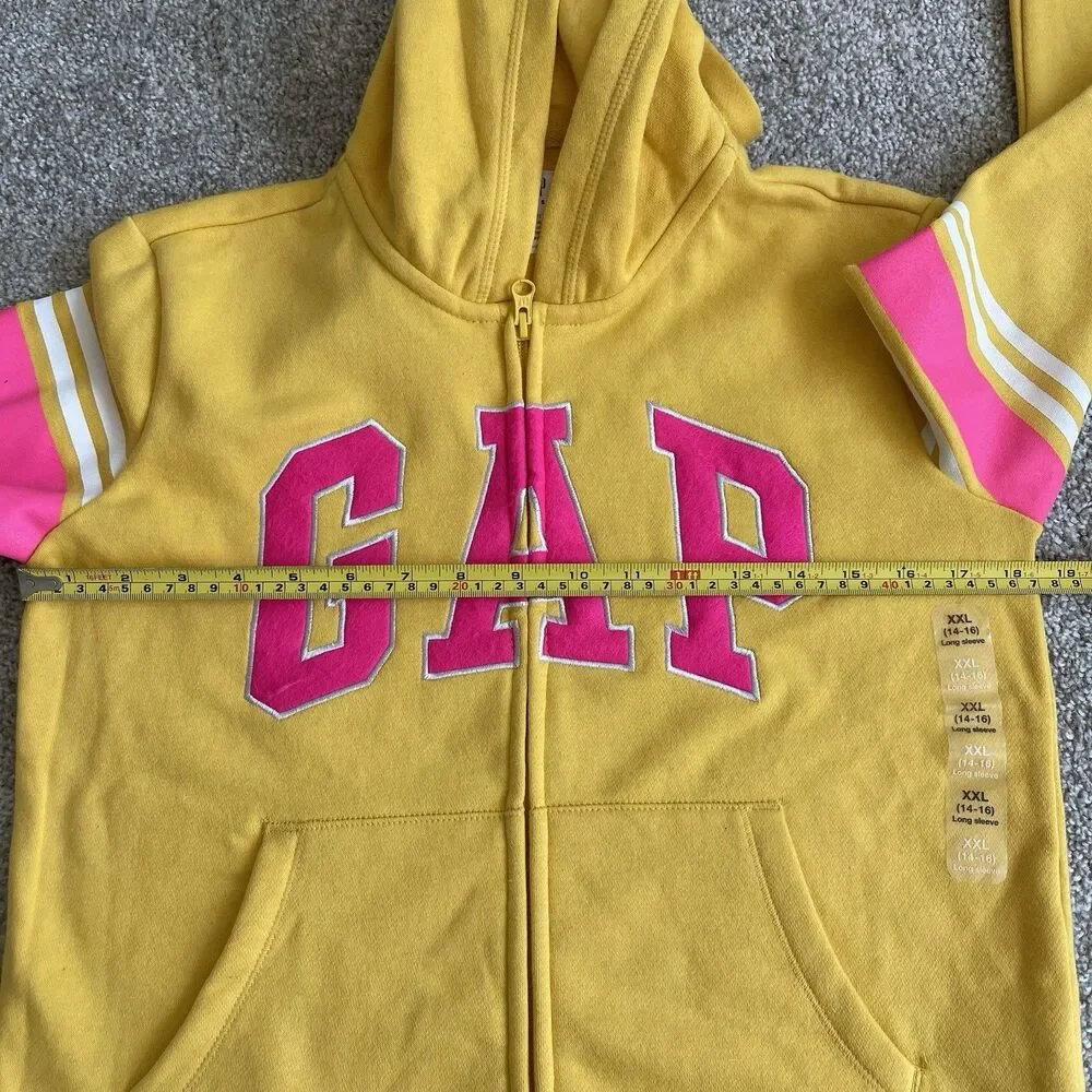 GAP Girls Youth XXL 14/16 Fleece Hoodie Zip Up Sweatshirt Yellow‎